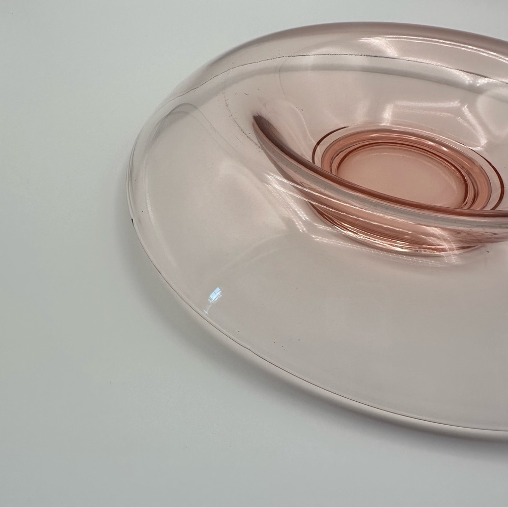 Vintage Pink 1930s Depression Glass Round Curved Waterfall Centerpiece Bowl - Picture 7 of 8